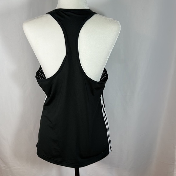 Adidas Black & White Striped Athletic Tank Top - Picture 4 of 6